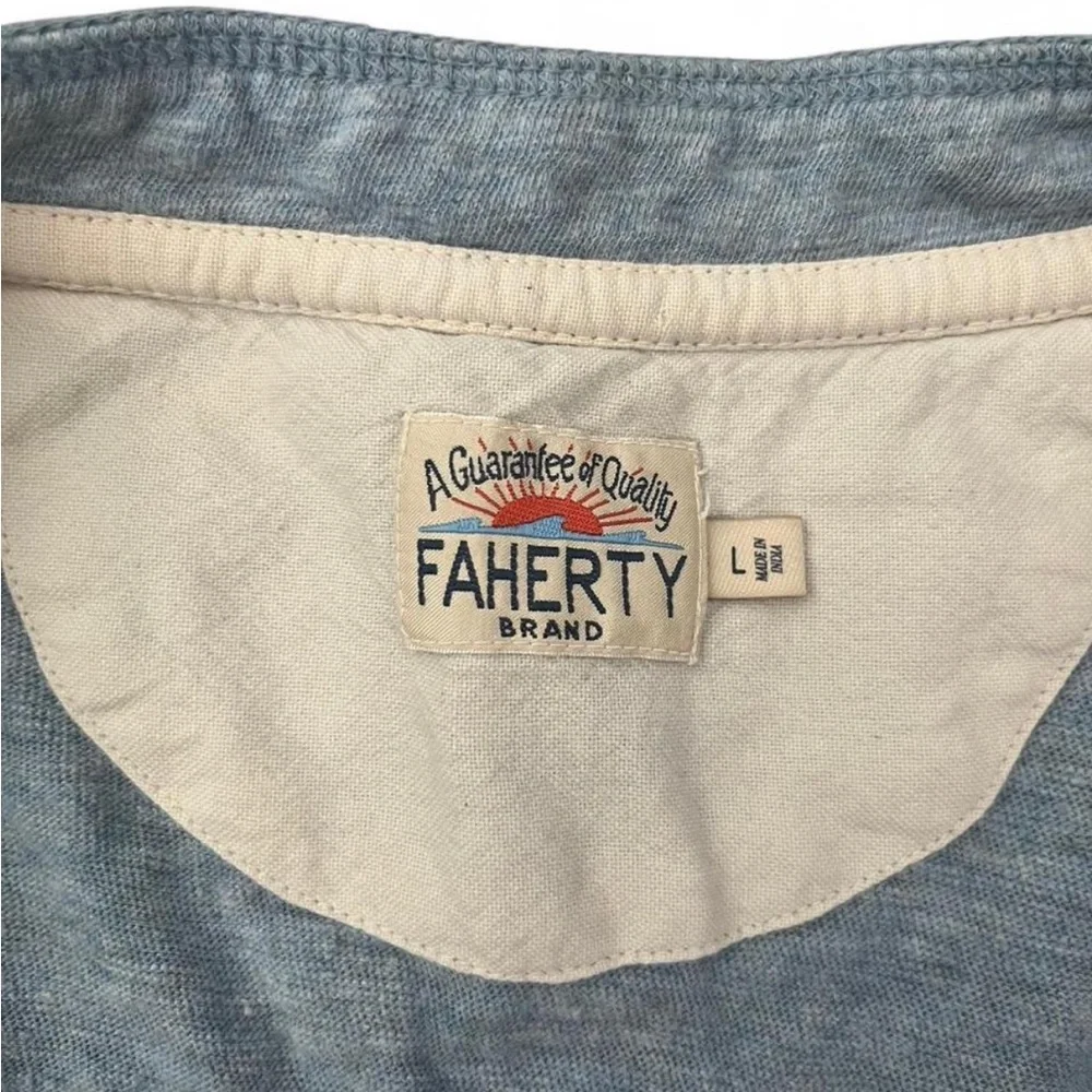 Faherty Light Blue Polo Short Sleeve Tee Shirt - Picture 2 of 9
